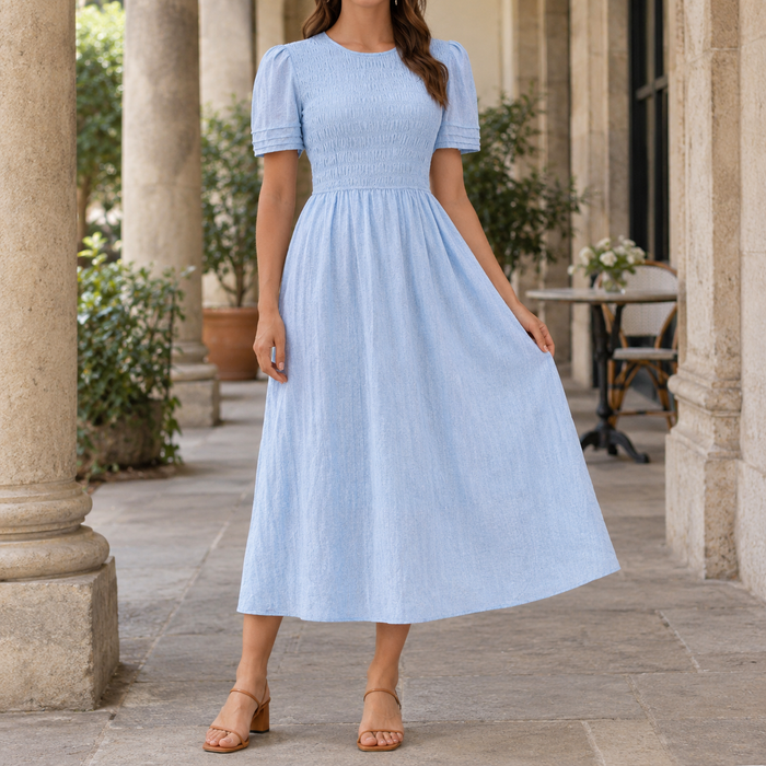 Valentina-Faye Smocked Midi Dress