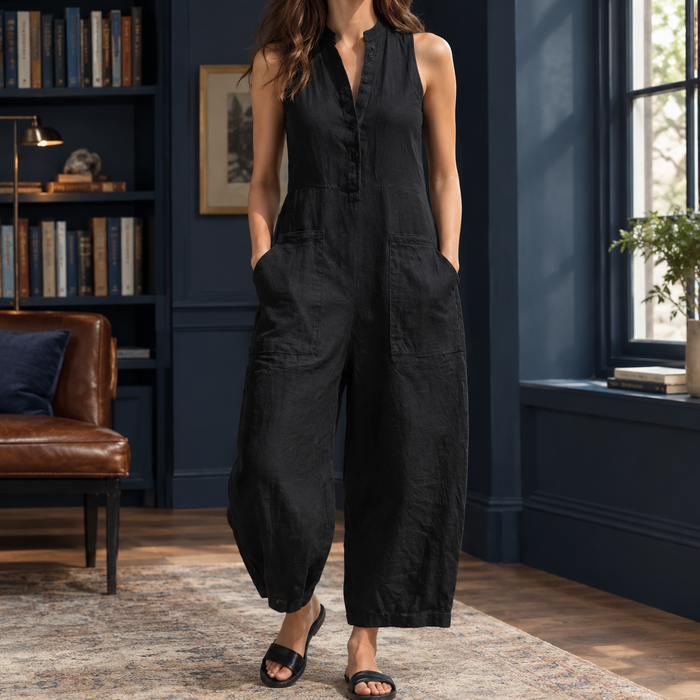 Sylvie-Grace Stand Collar Jumpsuit