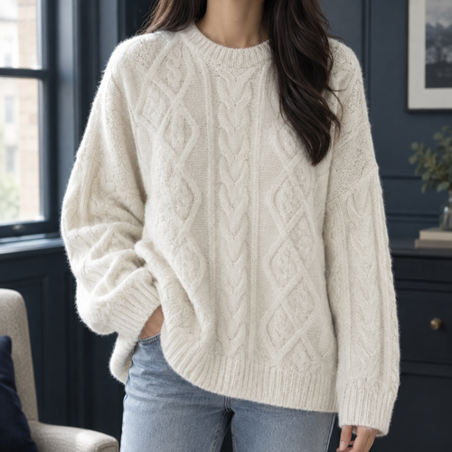 Allegra Cable Knit Sweater - Off White