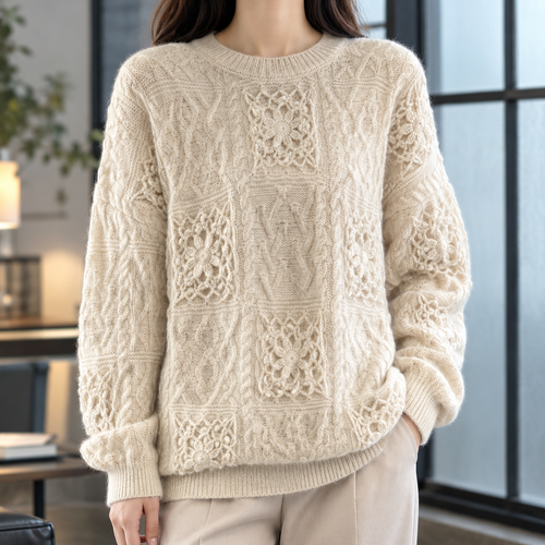 Celandine Crochet Sweater - Beige