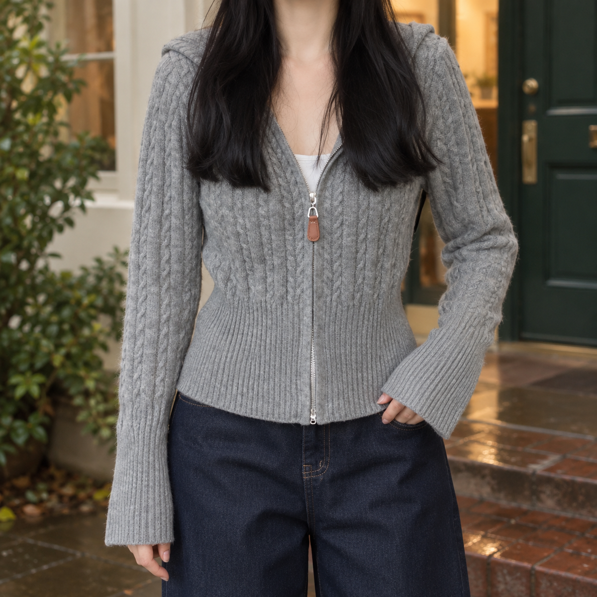 Elle Hooded Cardigan - Gray