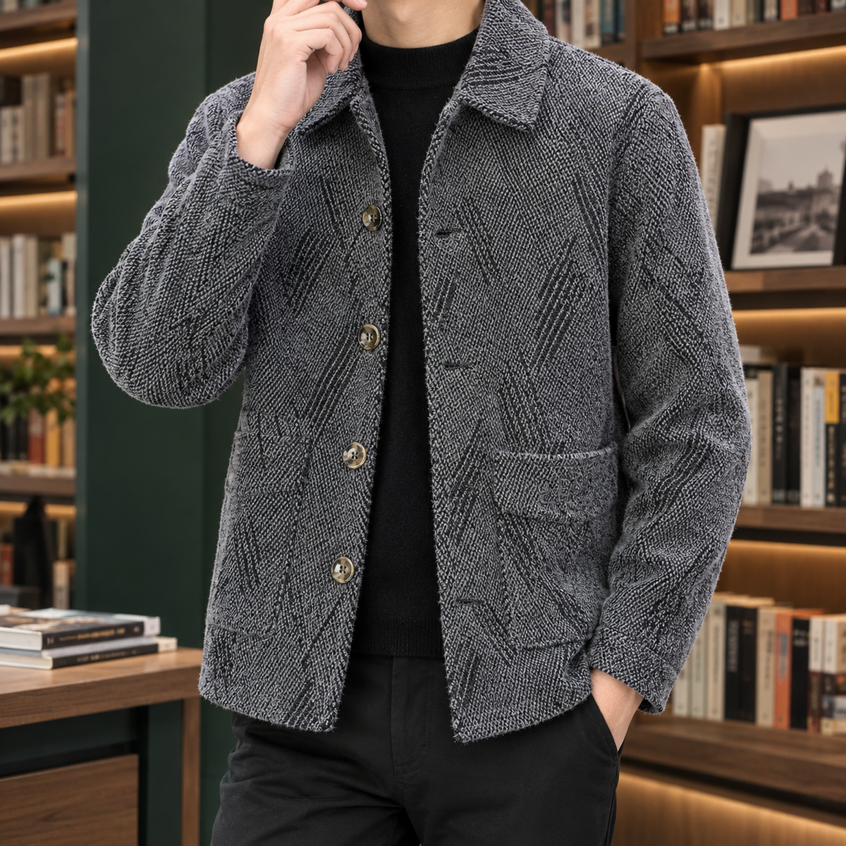 Merrick Textured Jacket - Light Gray