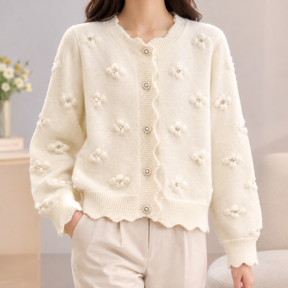 Joanna Cashmere Cardigan - Off White