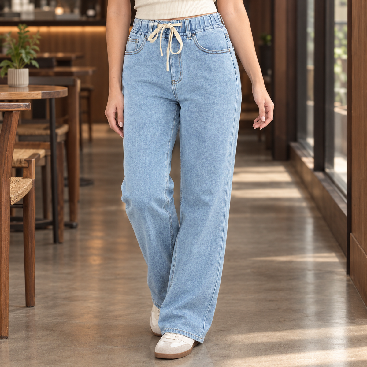 Gabrielle-Jade Relaxed Denim Pants - Light Blue
