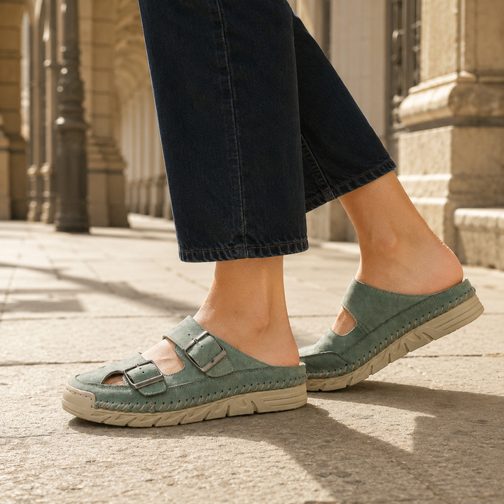 Agnelli Buckled Mule Sandals