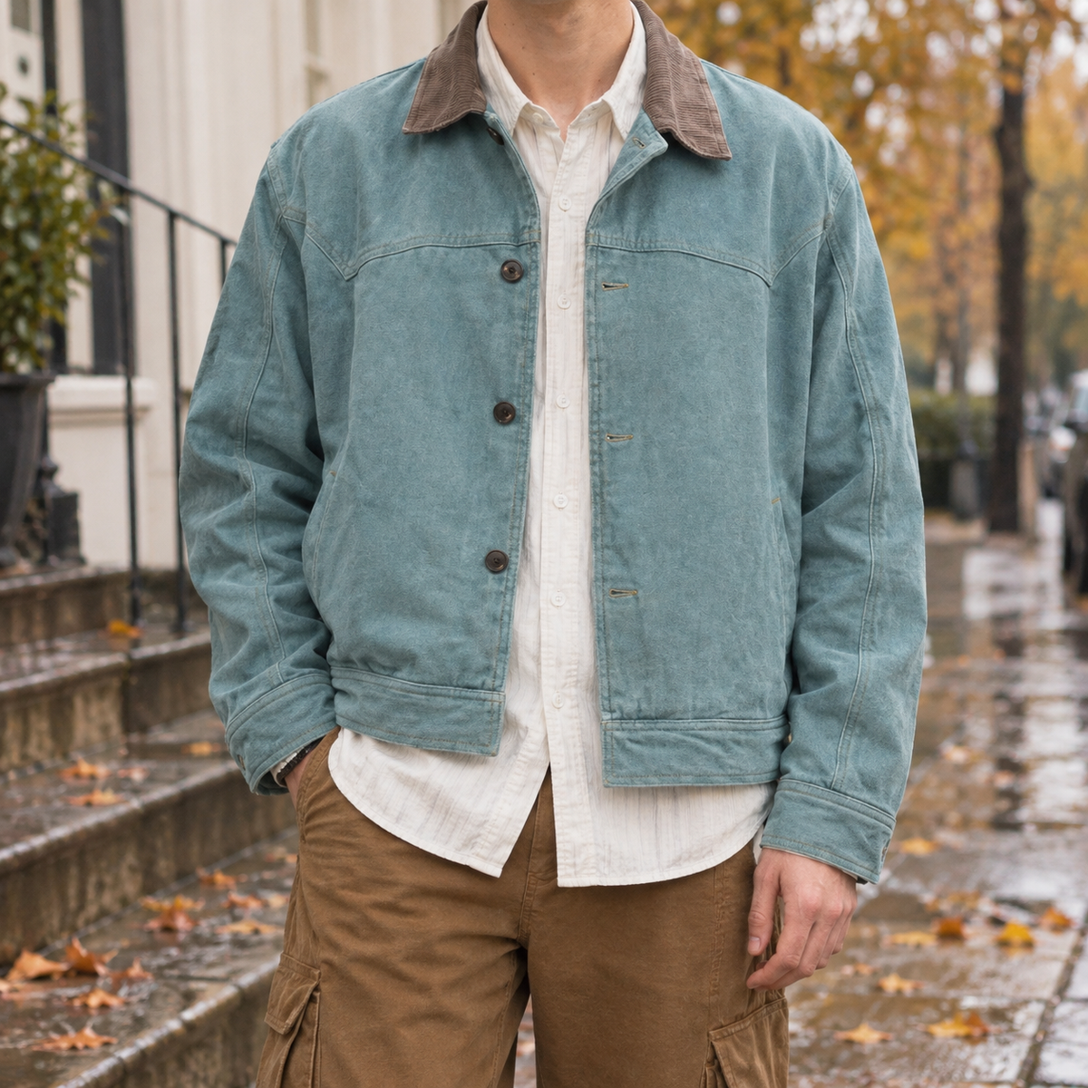 Ardan Contrast Collar Jacket - Blue