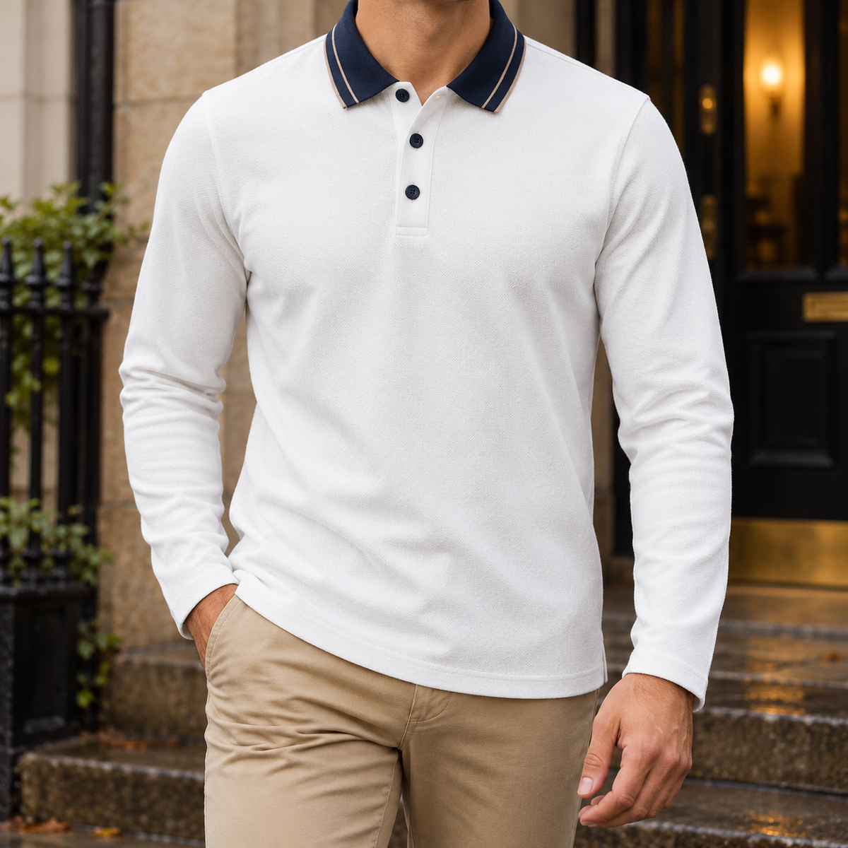 Raymond Contrast Polo - White