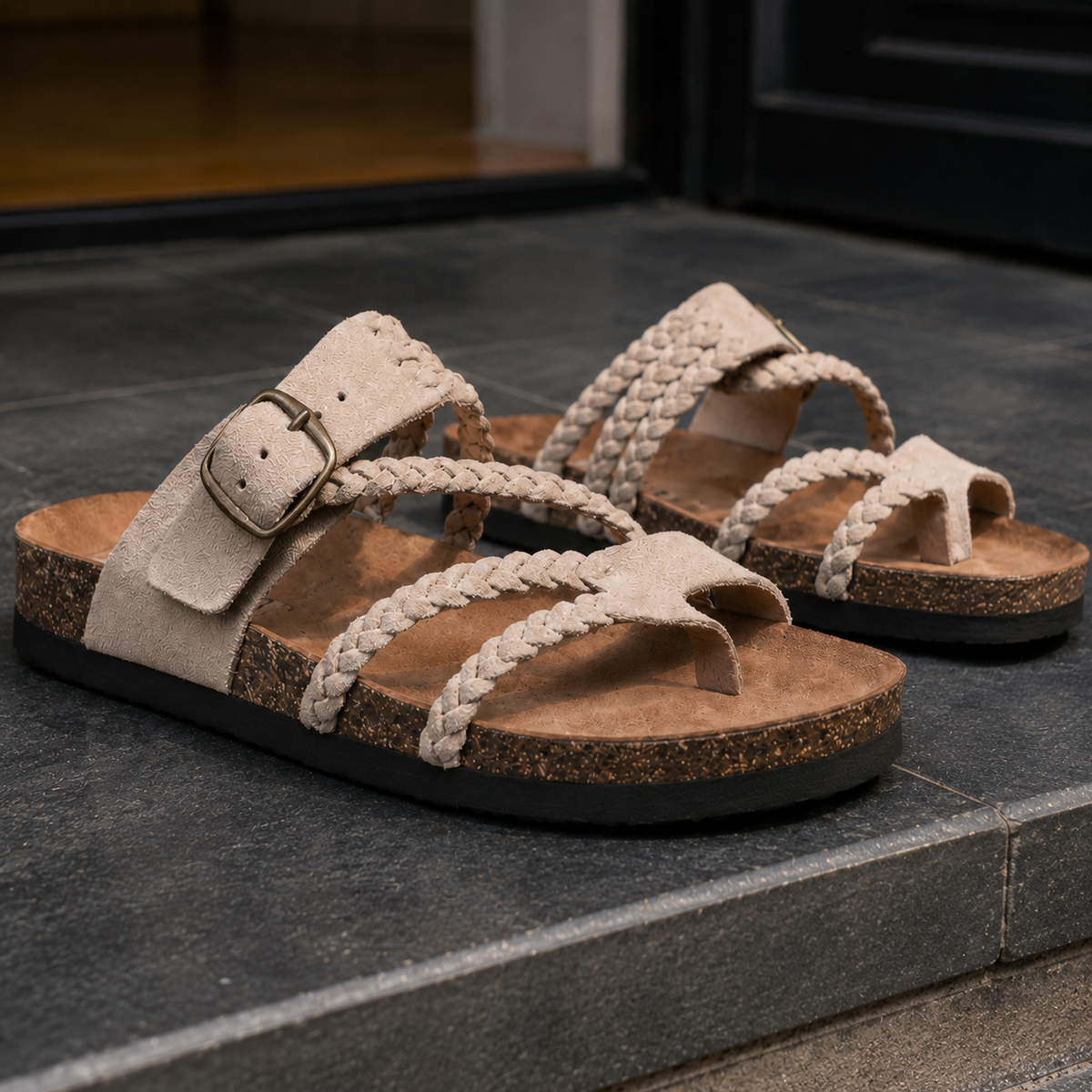 Sorrento Braided Sandals - Beige