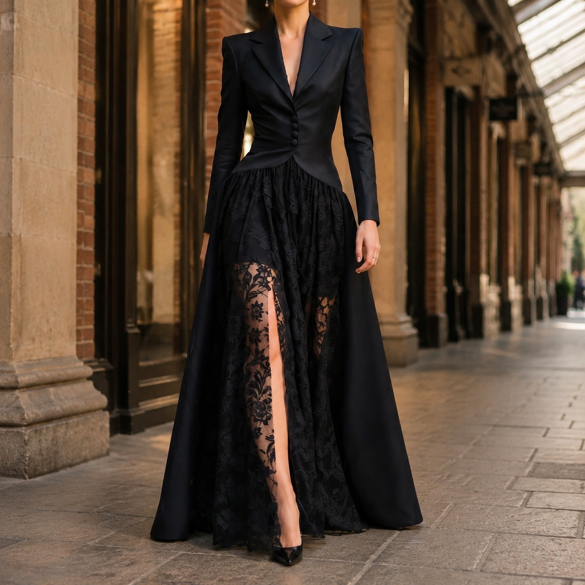 Violetta Tailored Maxi Dress - Black