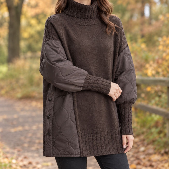 Isla-Eve Patchwork Turtleneck Sweater