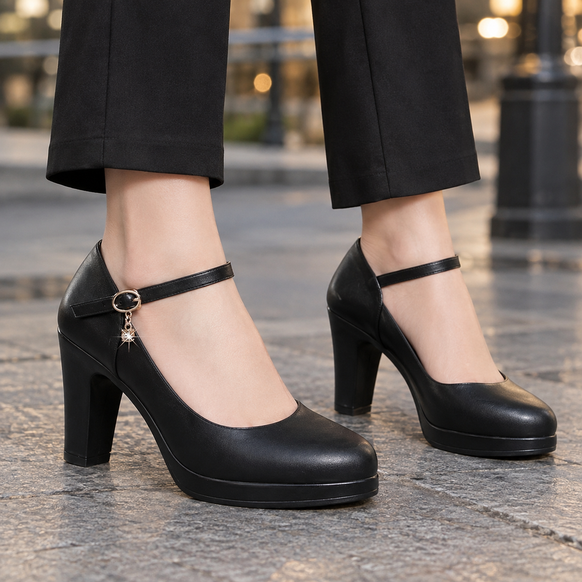 Agrigento Mary Jane Heels - Black