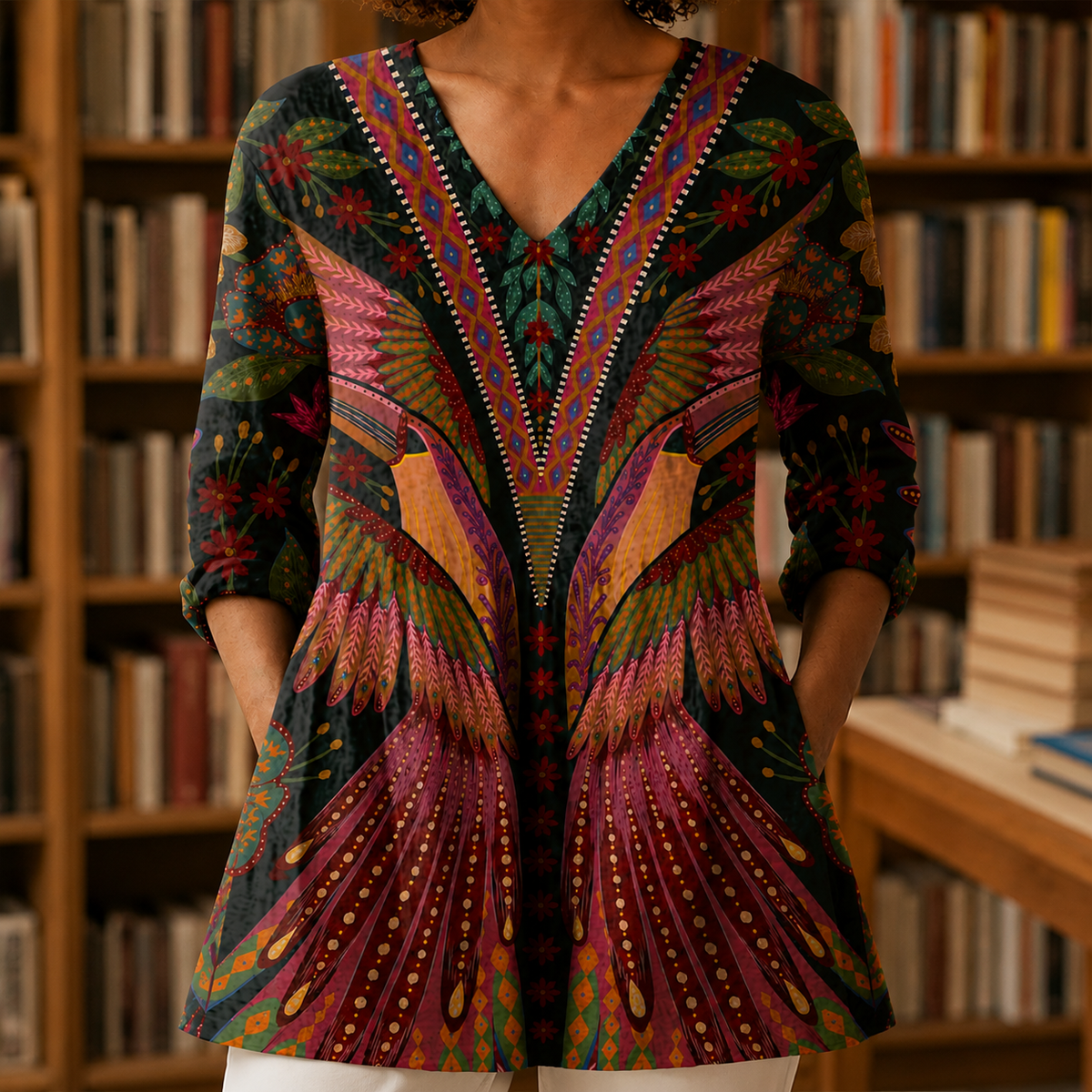 Ramona V-Neck Blouse - Multicolour
