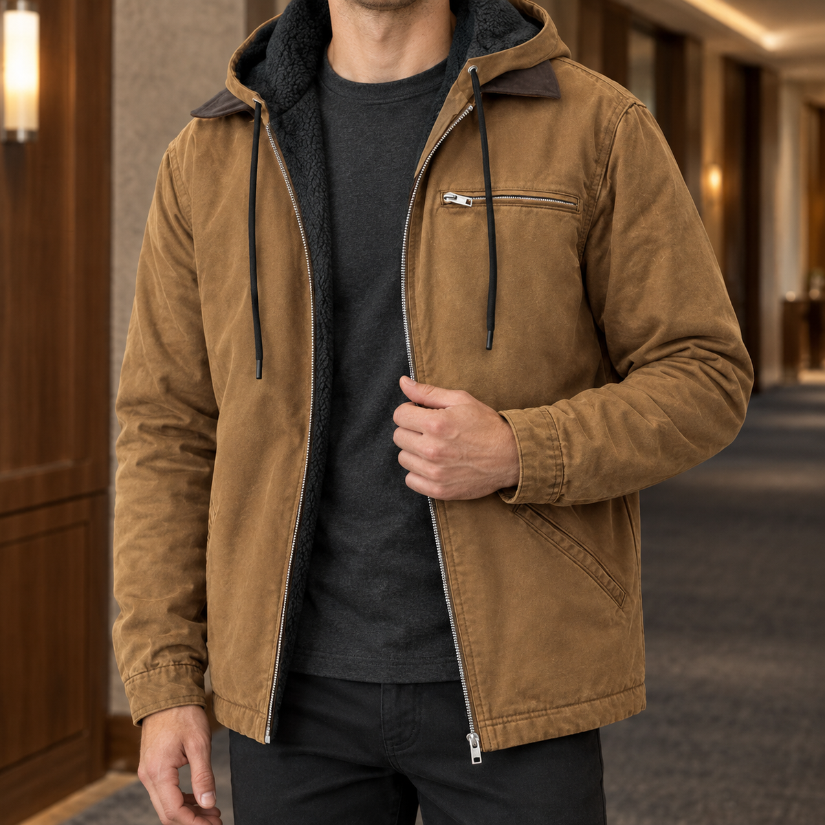 Lorcan Hooded Jacket - Camel