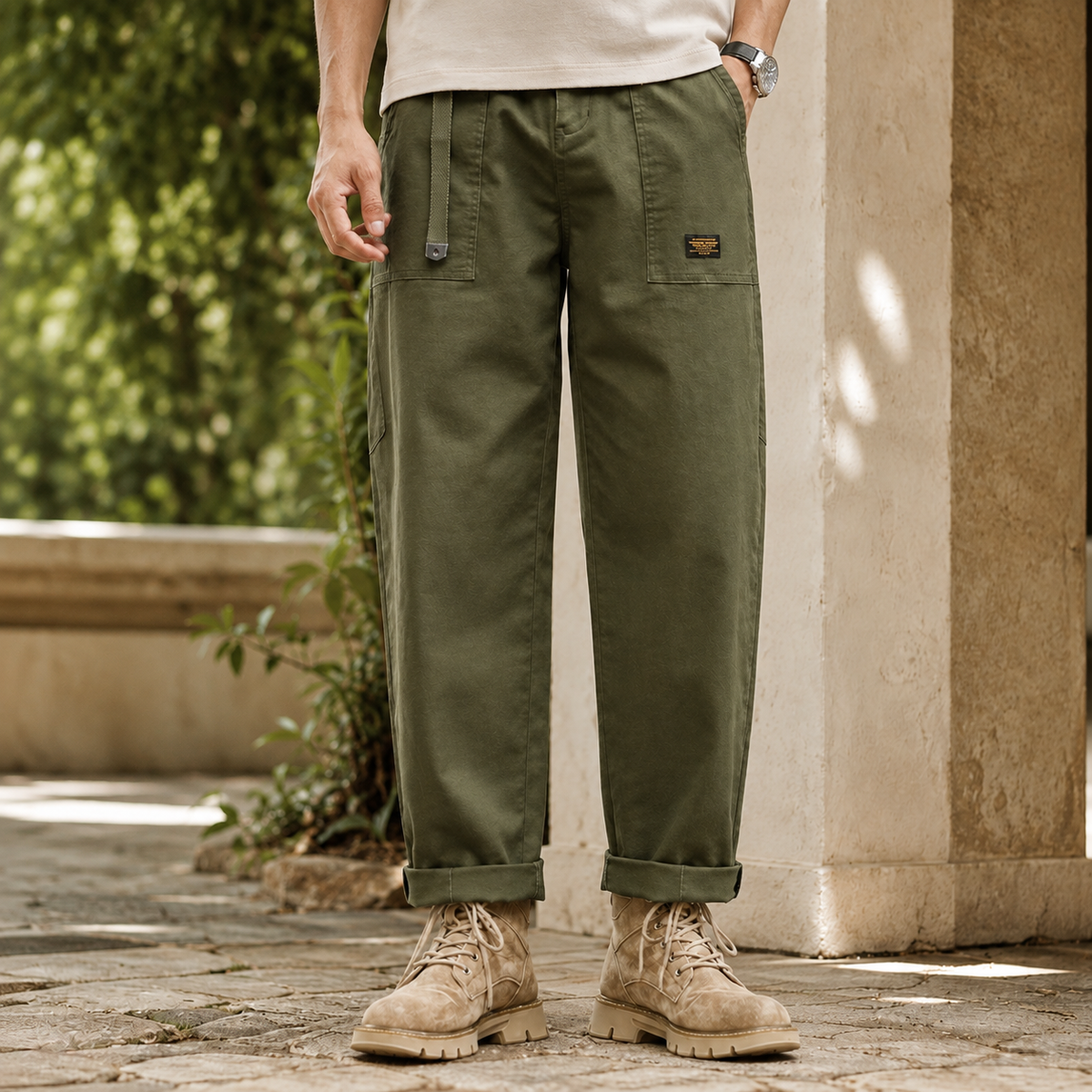 Caius Relaxed Cargo Pants - Army Green