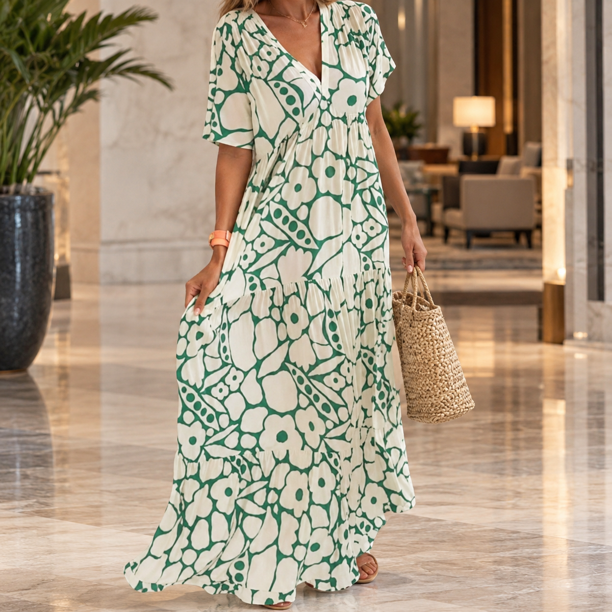 Penelope Empire Maxi Dress - Green
