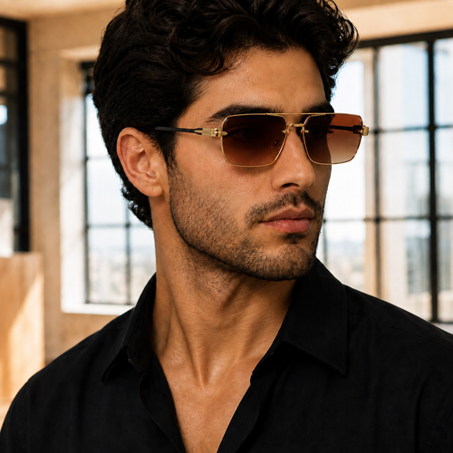 Adrian Rimless Sunglasses - Brown