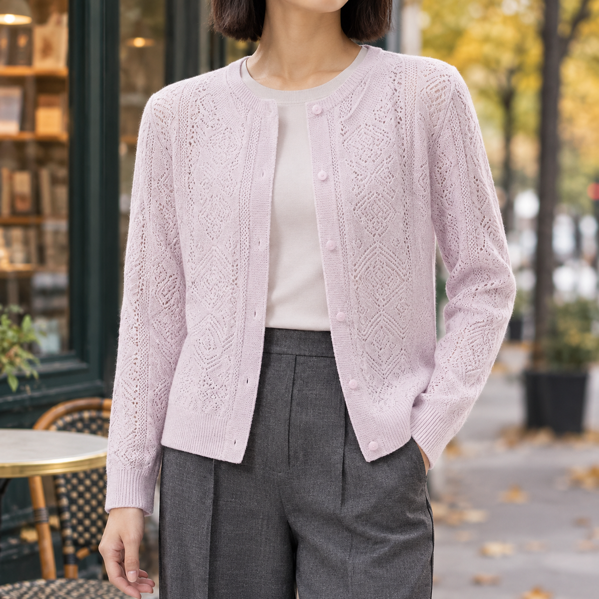 Florentine Cashmere Cardigan - Lilac Purple