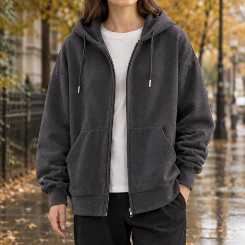 Abigail Zip Hoodie Jacket - Dark Gray