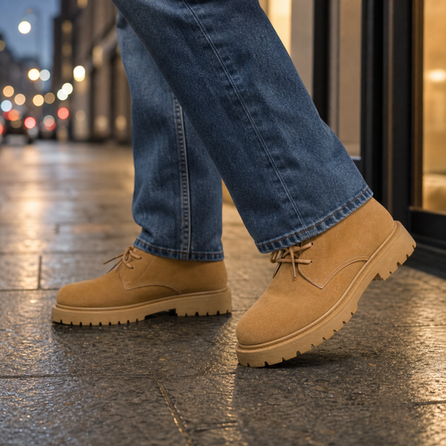 Borrelli Suede Derby Boots - Camel