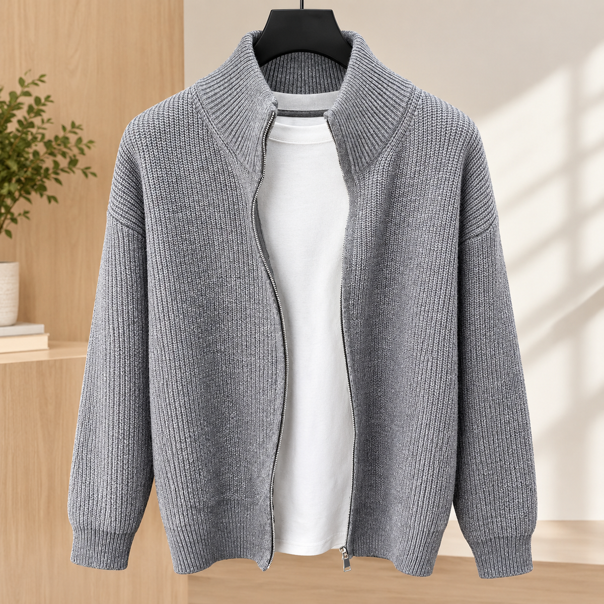 Warrick Ribbed Jacket - Gray