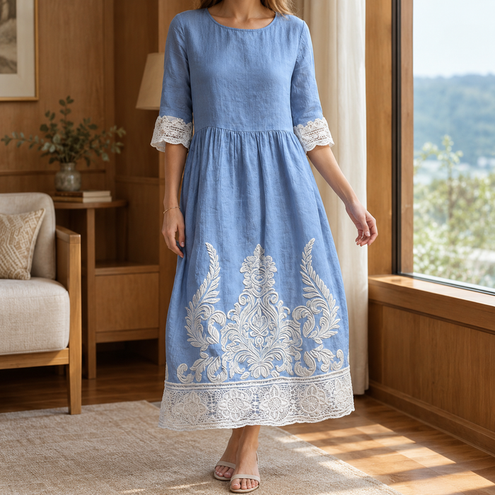 Priscilla Embroidered Midi Dress