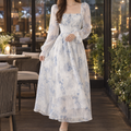 White Blue Floral