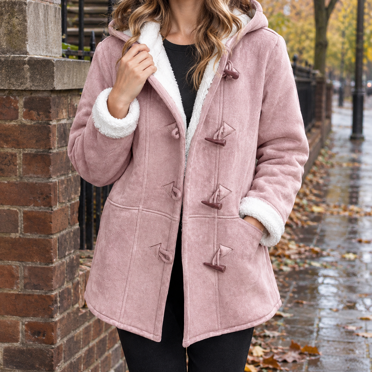 Cora Hooded Overcoat - Pink