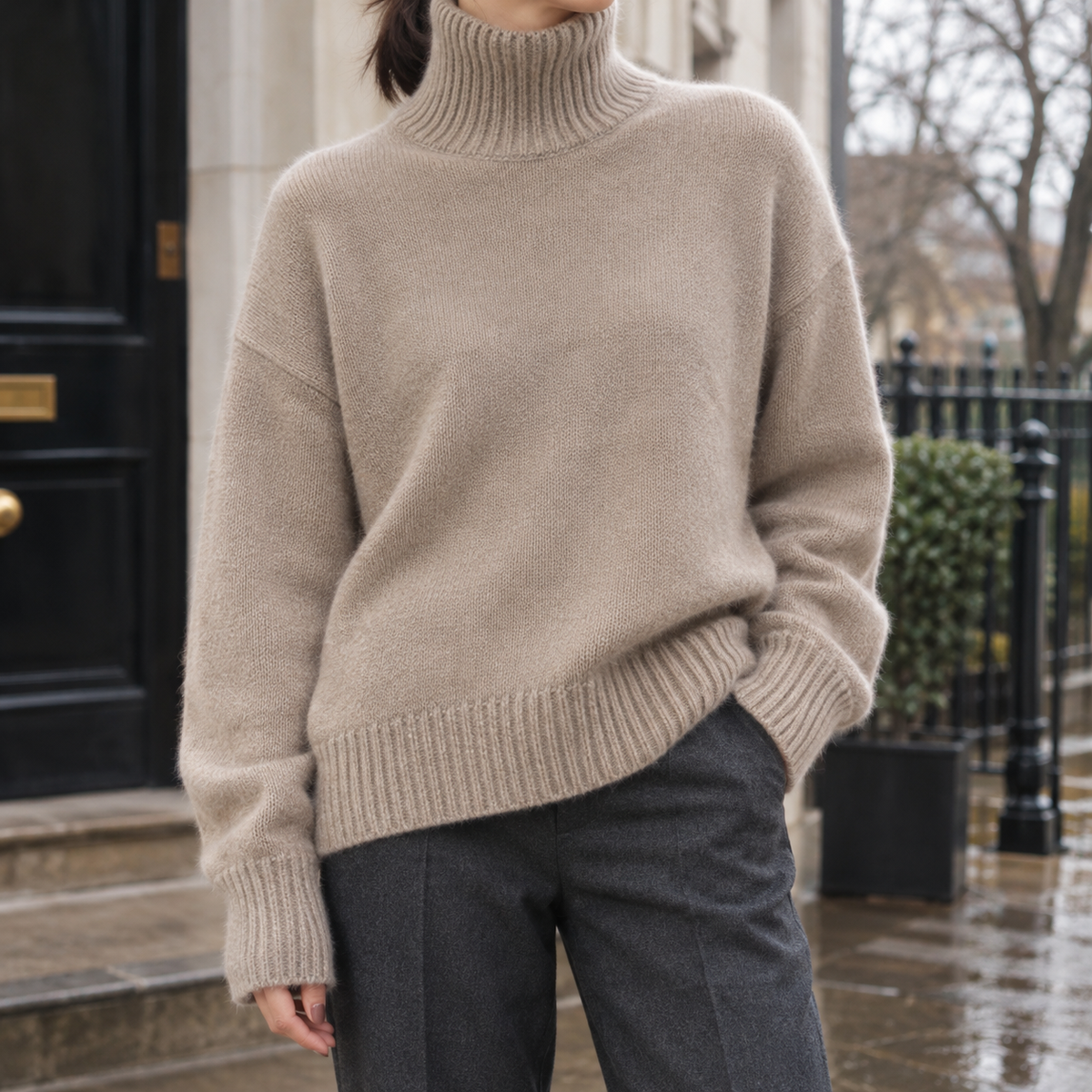 Alouette Cashmere Turtleneck Sweater - Creamy-white