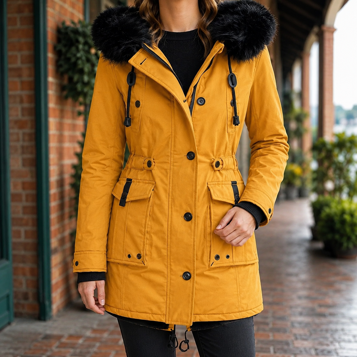 Yvette Drawstring Overcoat - Gold