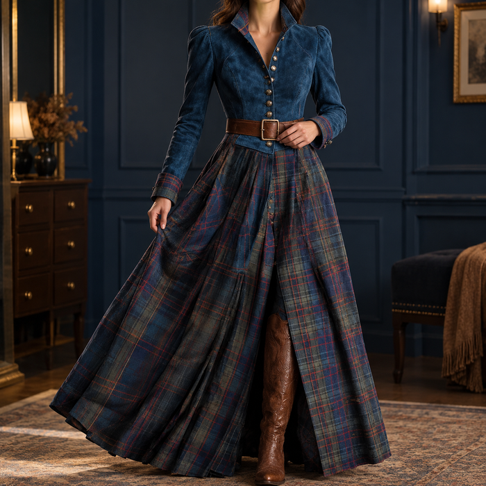 Zoe-Marie Belted Plaid Dress