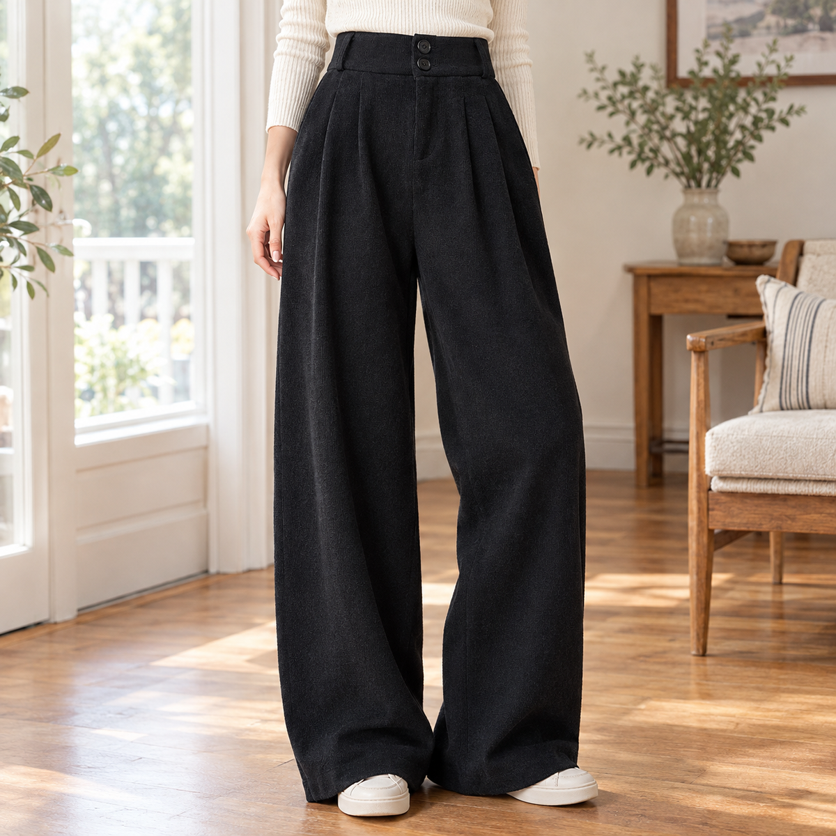 Christabel Wide Leg Pants - Black