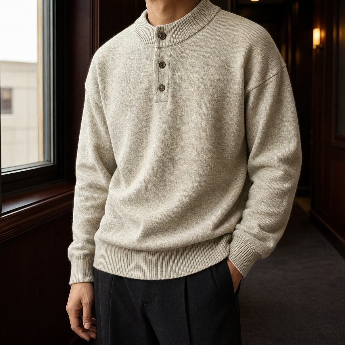 Aldous Henley Sweater - Khaki