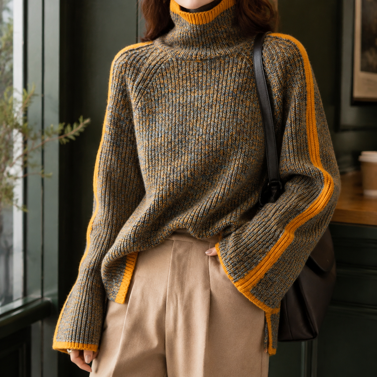Zinnia Turtleneck Sweater - Brown