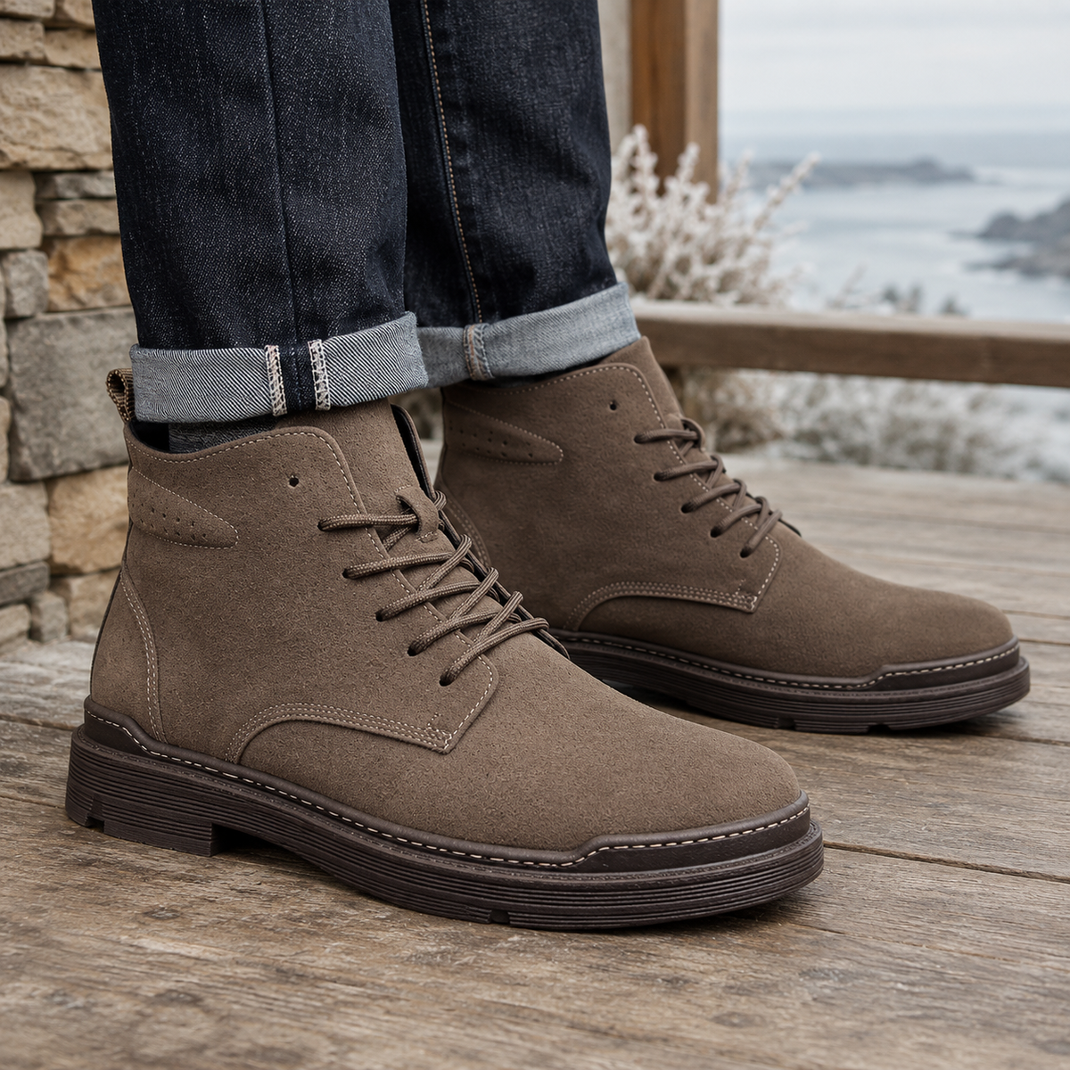 Ancona Lace Up Boots - Brown