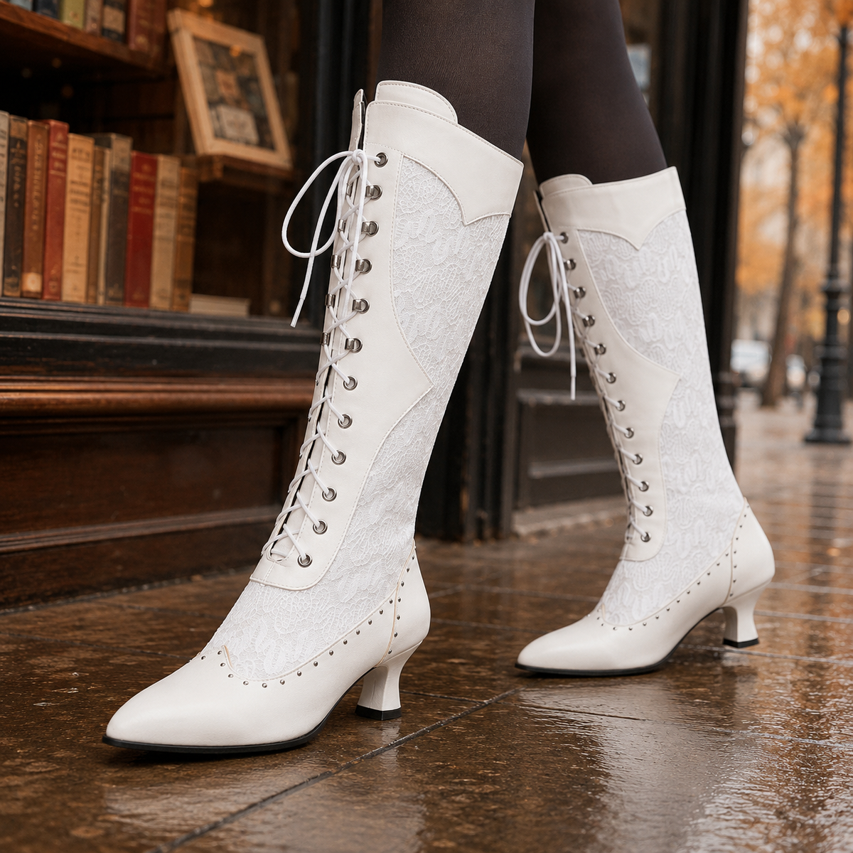 Cosenza Lace Up Boots - White
