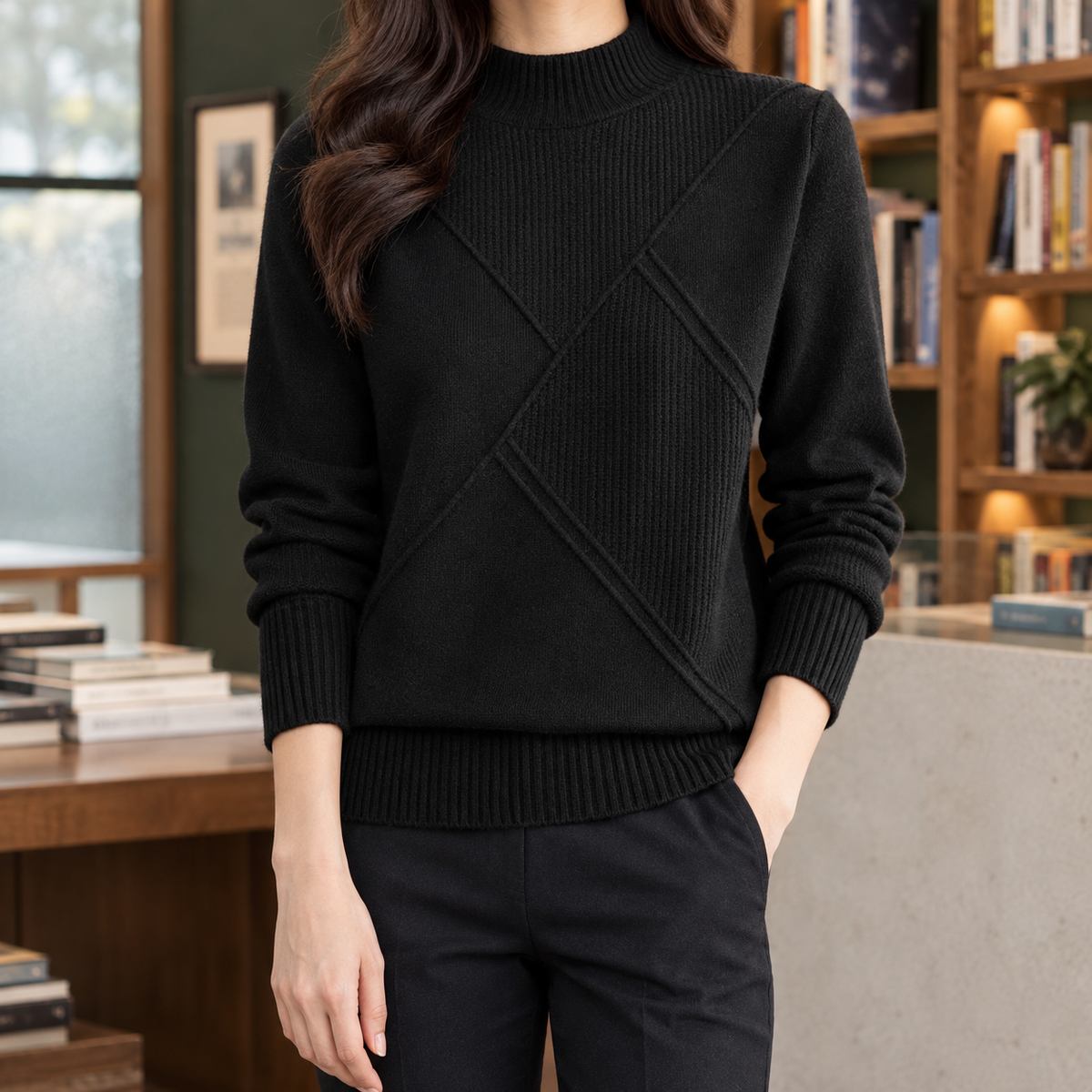 Cassidy Mock Neck Sweater - Black