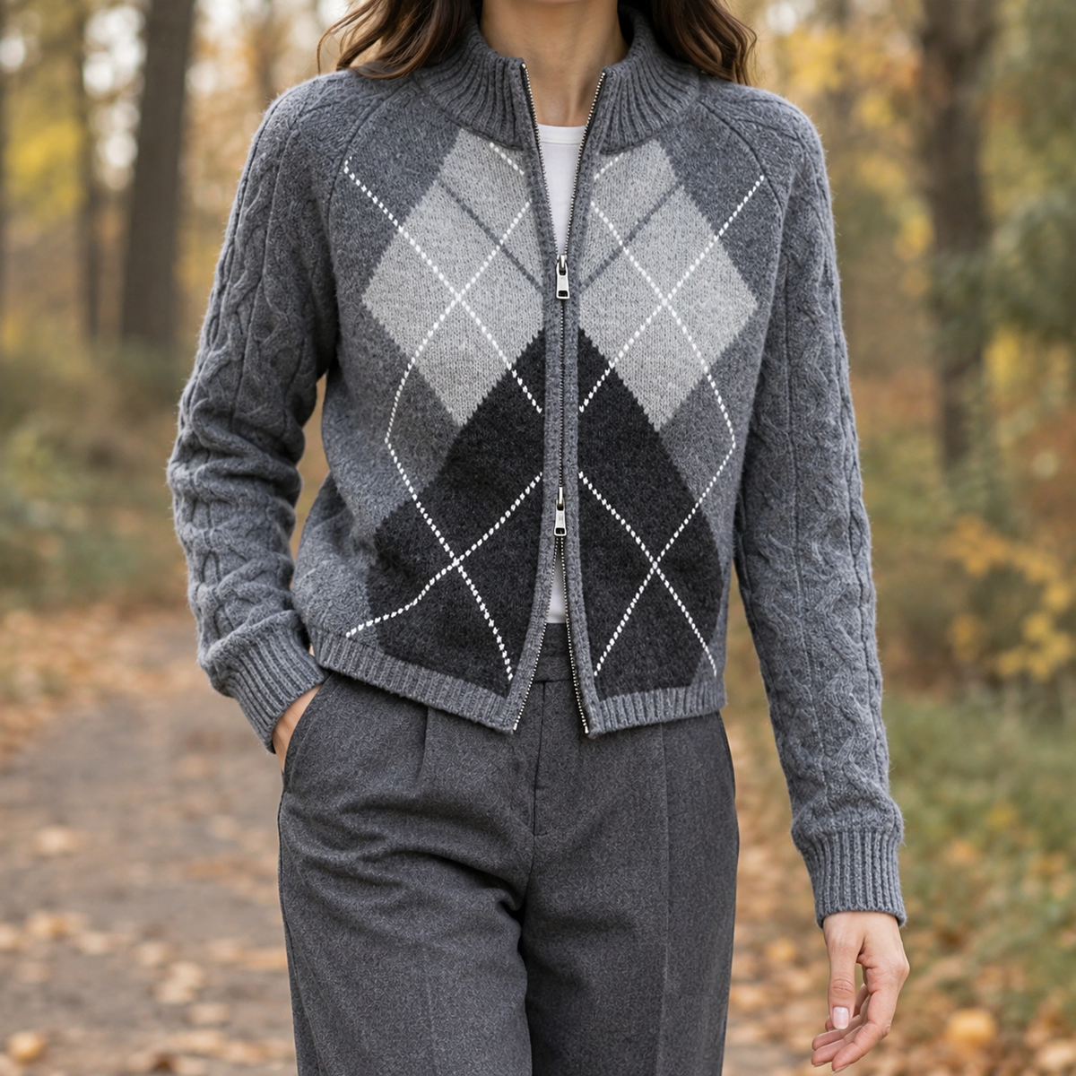 Karen Argyle Cardigan - Gray