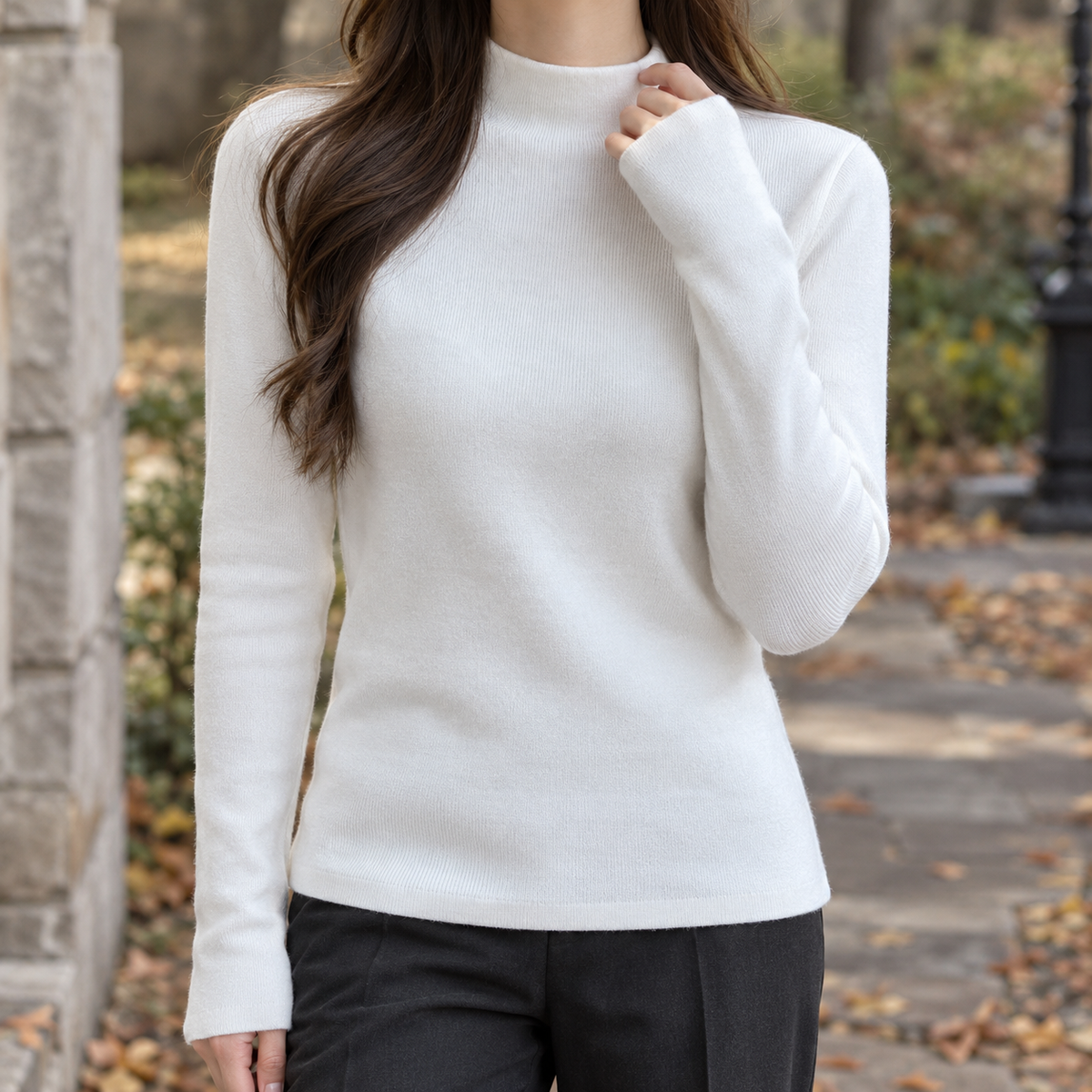 Ariana-Jane Mock Neck Sweater - White