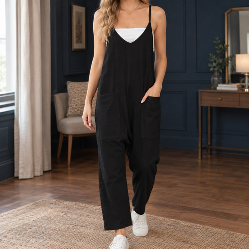 Bronwen V-Neck Jumpsuit - Black