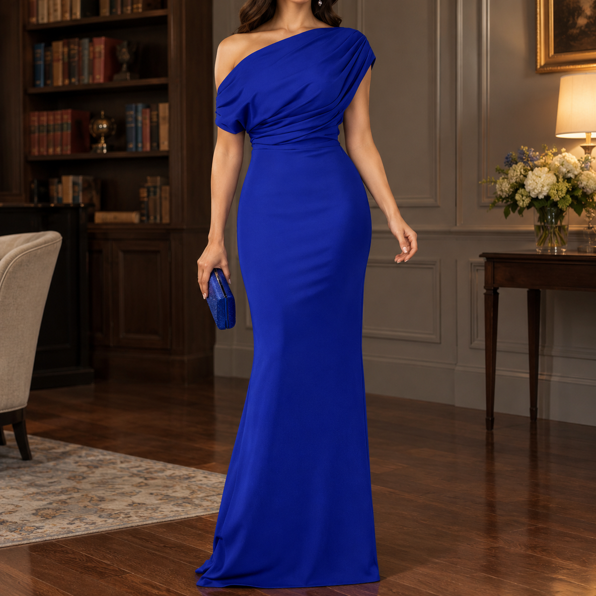 Esther Asymmetric Maxi Dress - Blue
