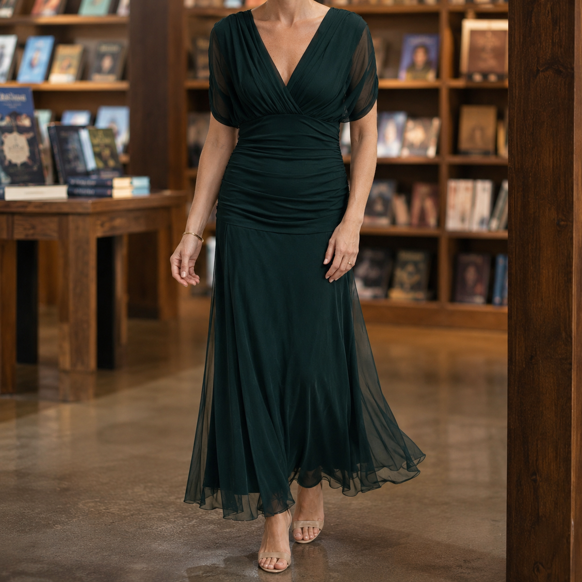 Eleanor Draped Maxi Dress - Dark Green