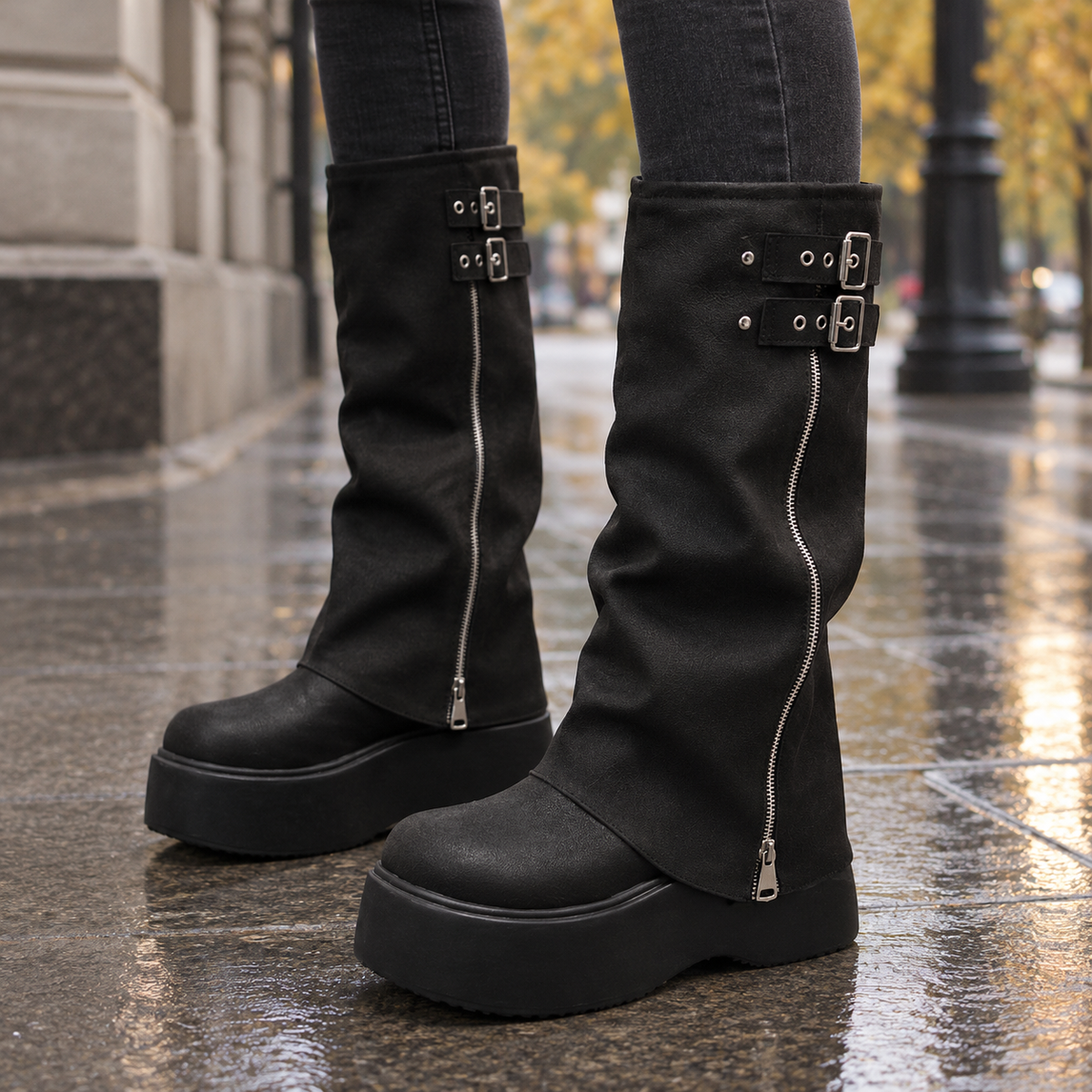 Giuliani Platform Boots - Black