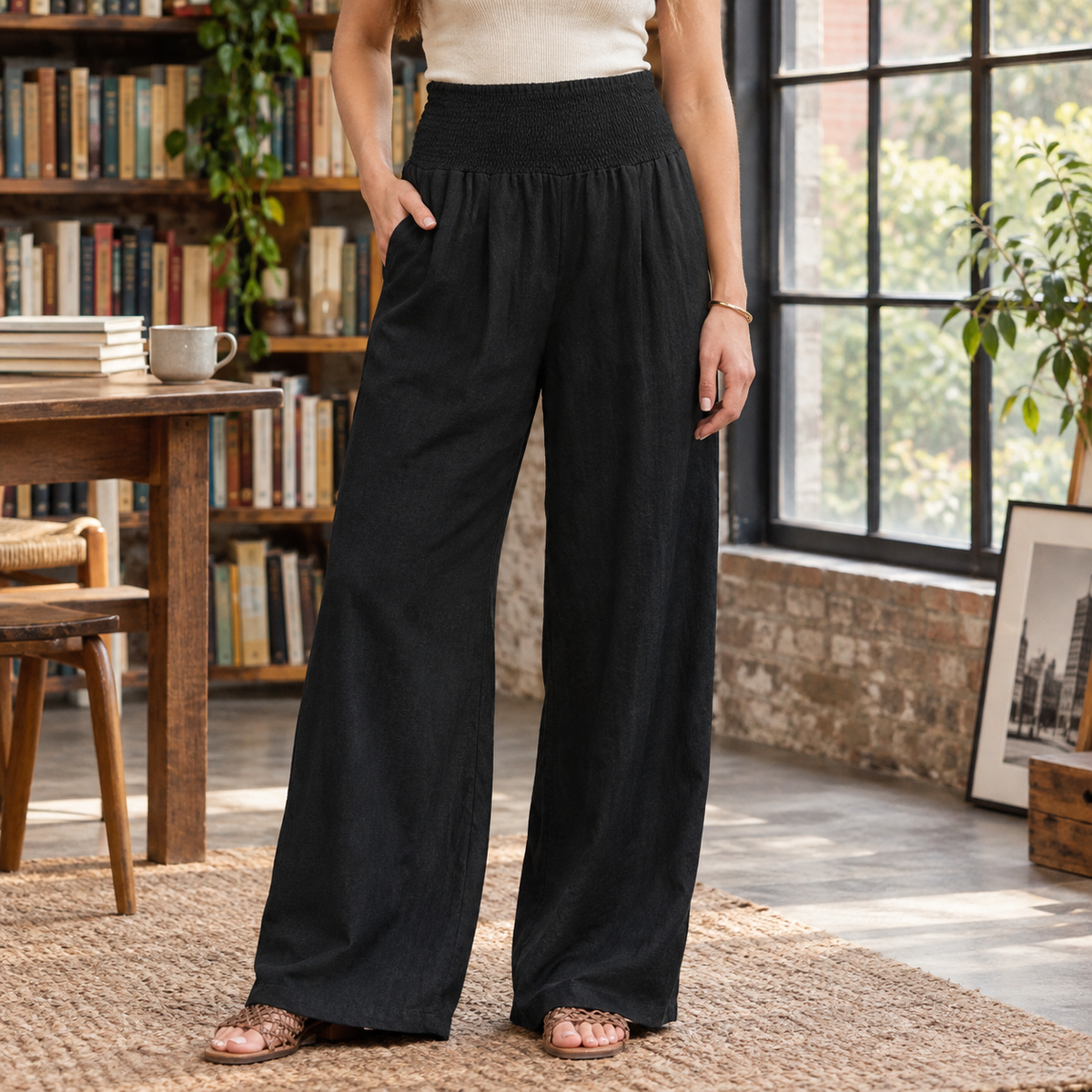 Manon Wide Leg Pants - Black