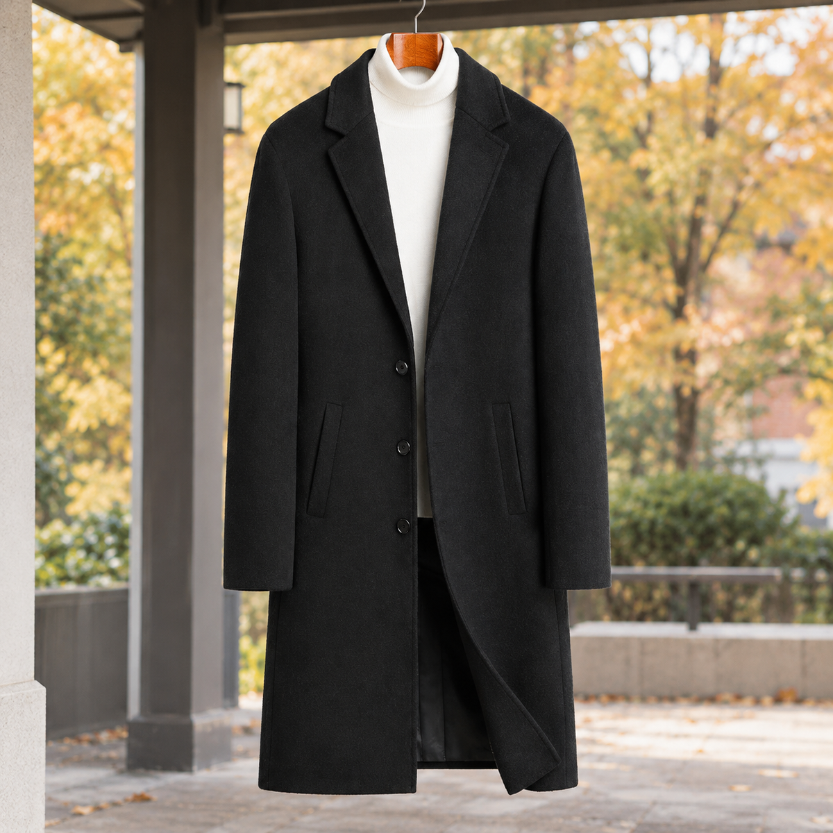 August Wool Overcoat - Black