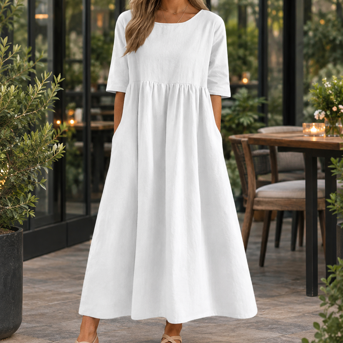 Annabelle Smock Maxi Dress - White