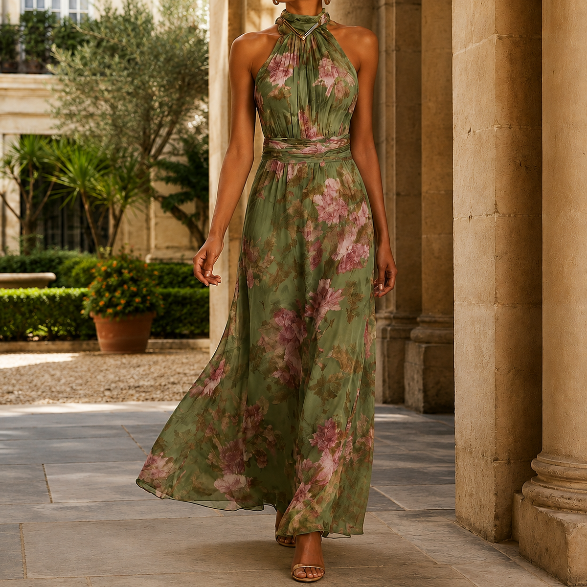 Perla Halter Dress - Green
