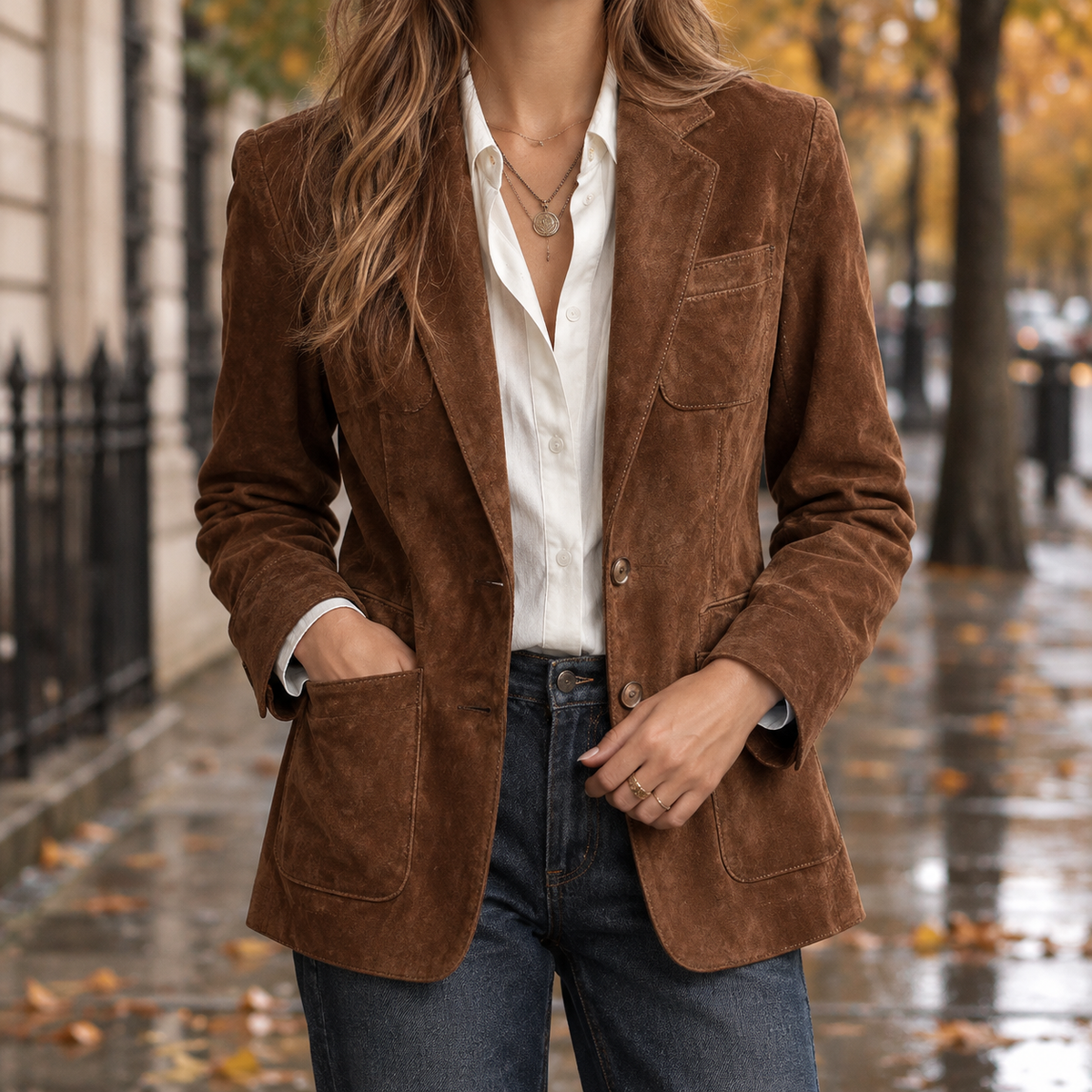 Nicolette Suede Jacket - Dark Brown