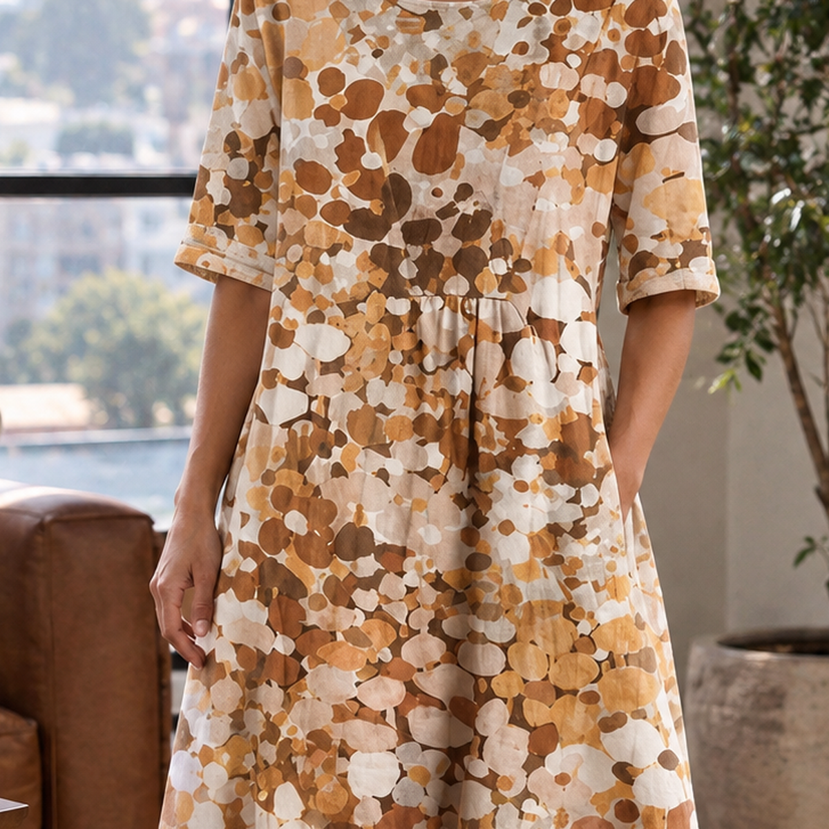 Modesty Gathered Midi Dress - Lead Product Detail