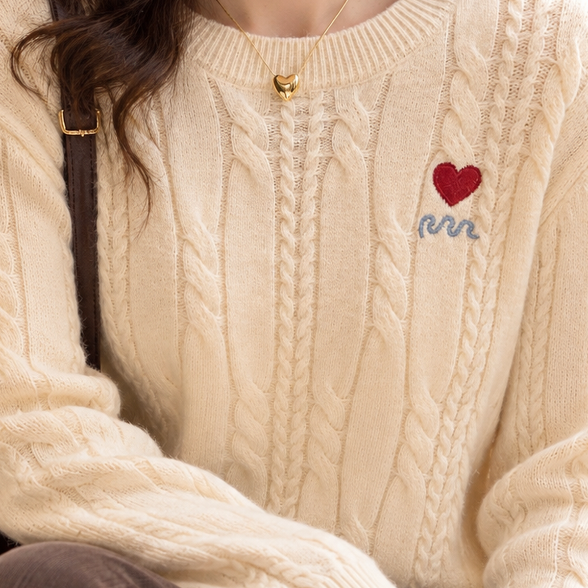 Ines Heart Cable Sweater - Lead Product Detail