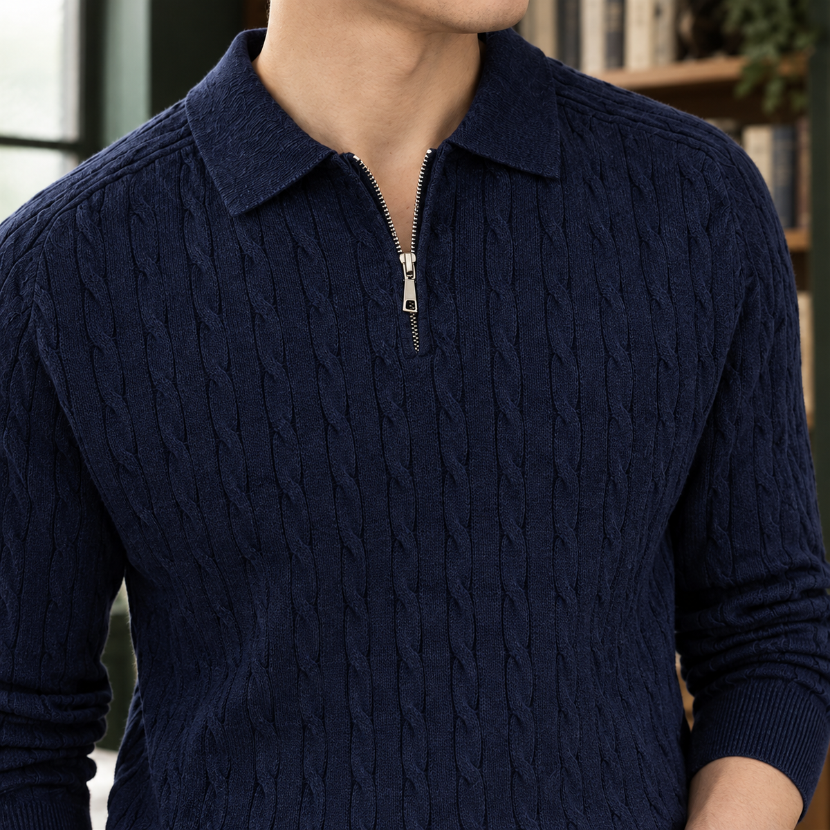 Brendan Cable Knit Sweater - Lead Product Detail